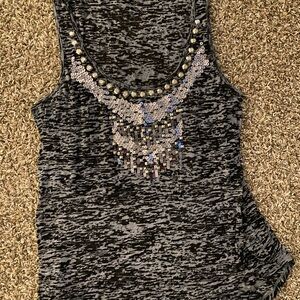 Chic Black and Gray Tank Top with Sequins